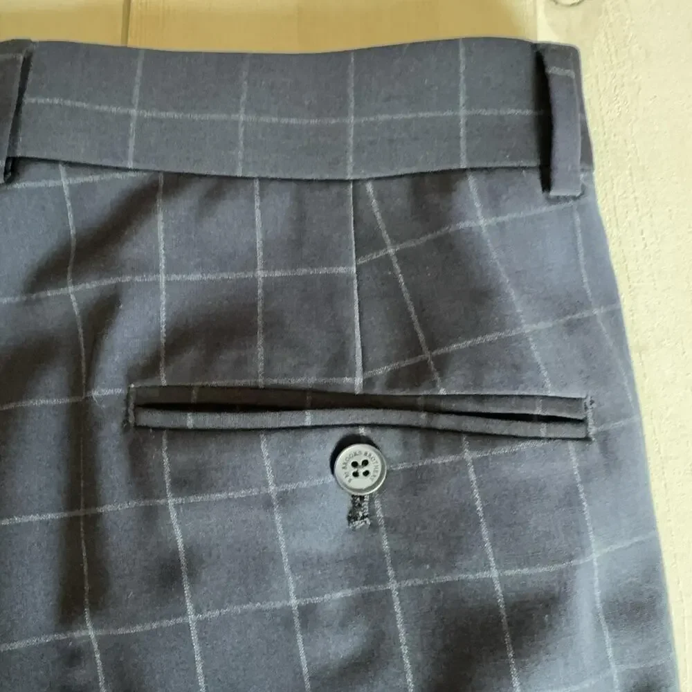 Brooks Brothers Dress Pants Mens 38x32 Navy Check Stretch Wool Blend Business - Picture 14 of 15